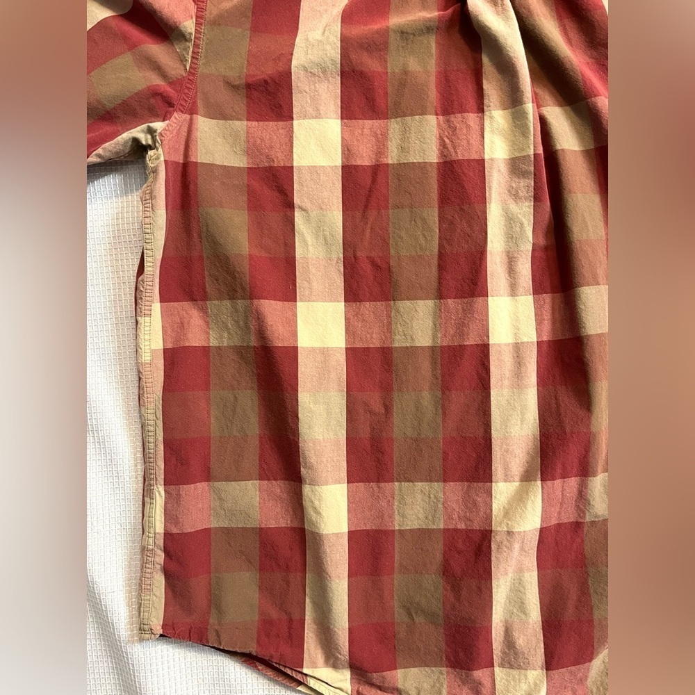 Timberland Men's Red and Tan Plaid Collared Shirt Size XL - Picture 13 of 13